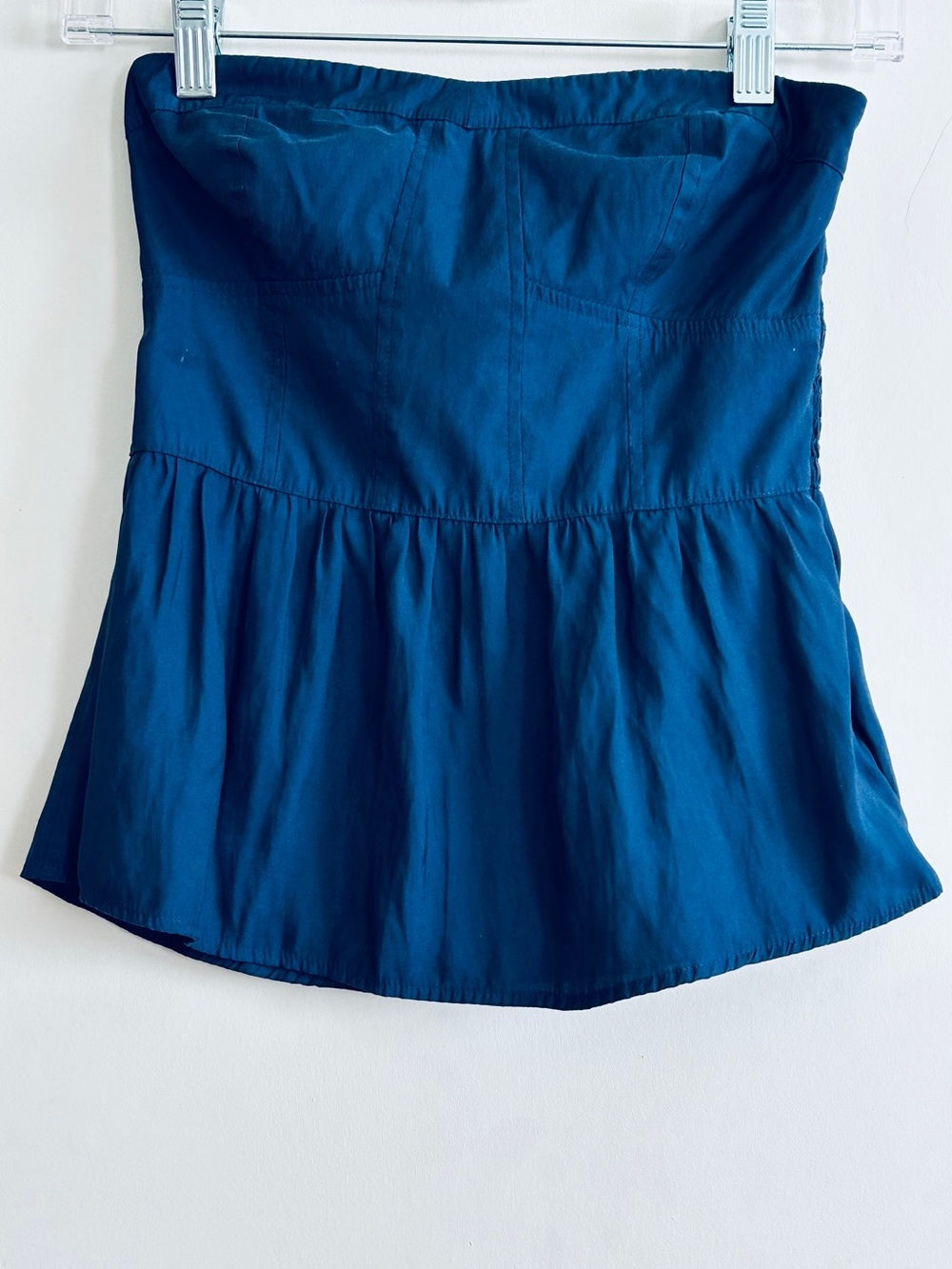 American Eagle Outfitters Strapless Navy Blue Peplum Tank